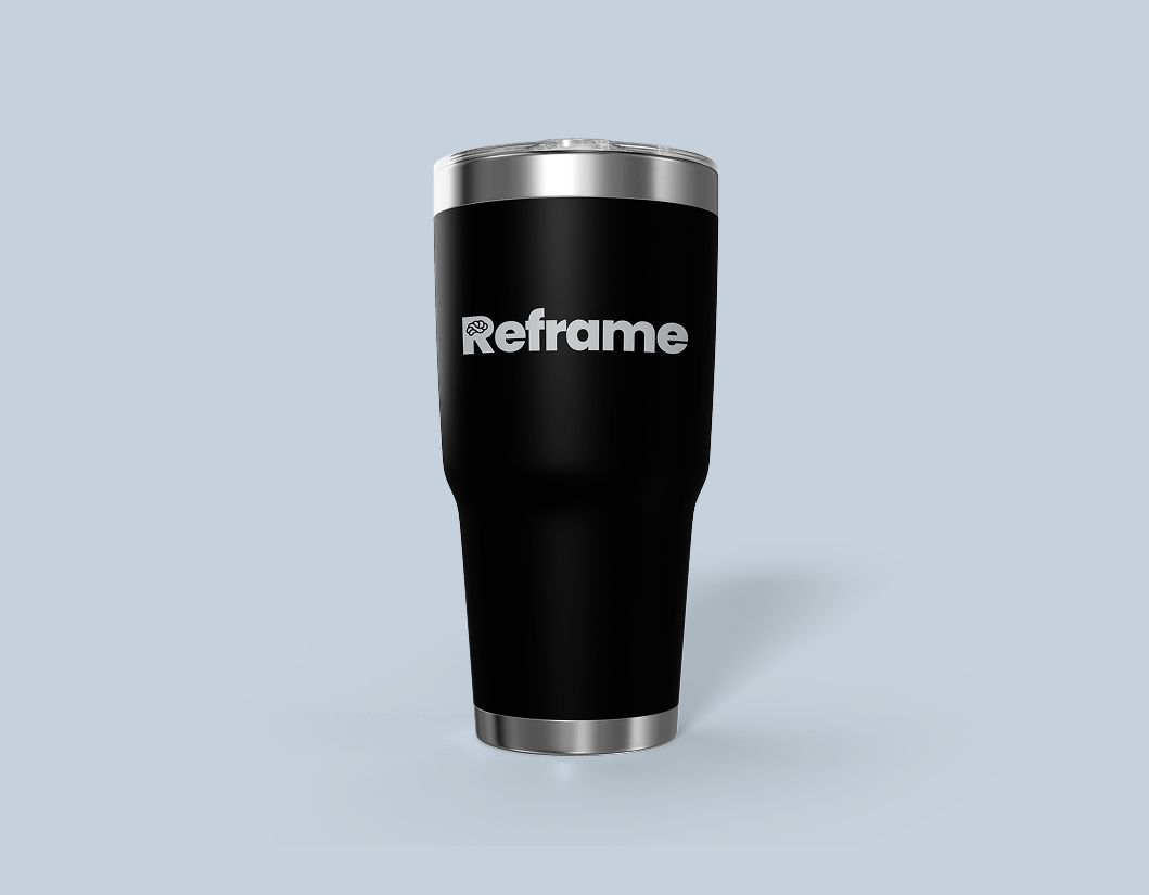 Reframe Tumbler - Black and Silver, 30oz