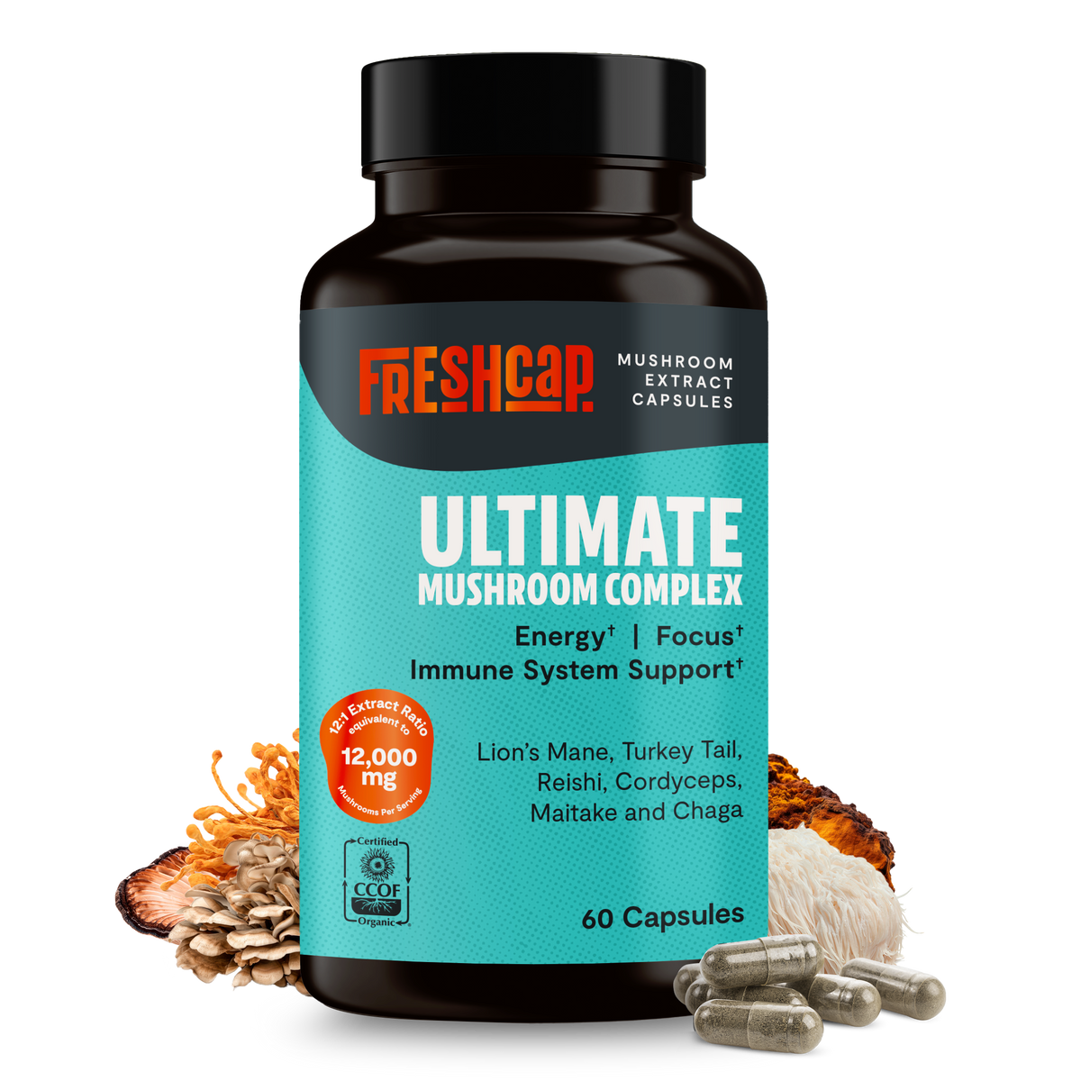 Organic Mushroom Complex Supplement Capsules